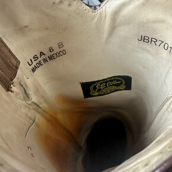 J.B. Dillon Women’s Western Cowboy Boots Size 8B Brown Leather Embroidered - Picture 9 of 10